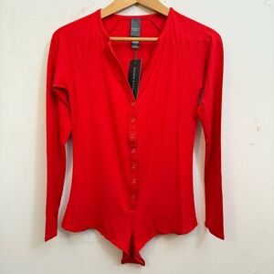 NWT Savage Fenty Red Button-Up bodysuit romper S